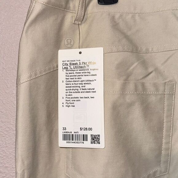 Lululemon City Sleek 5 Pocket Wide-Leg High-Rise Pant *Light Utilitech in Natura - Picture 4 of 8